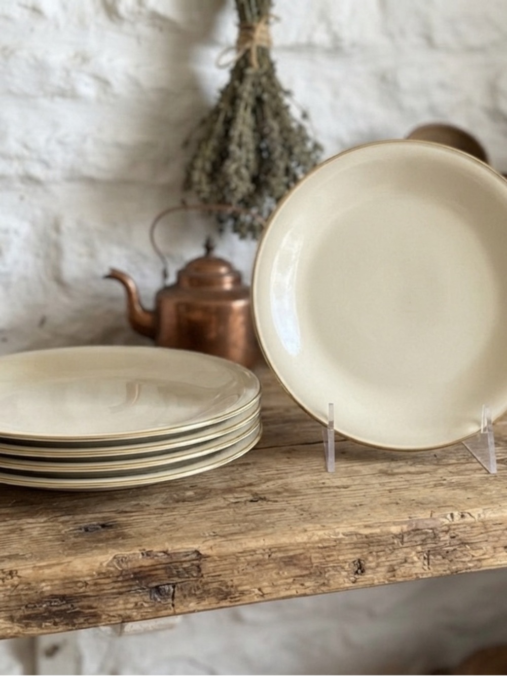 Vintage set of 4 Furstenberg Germany salad plates pattern 0456 gold trim on rim